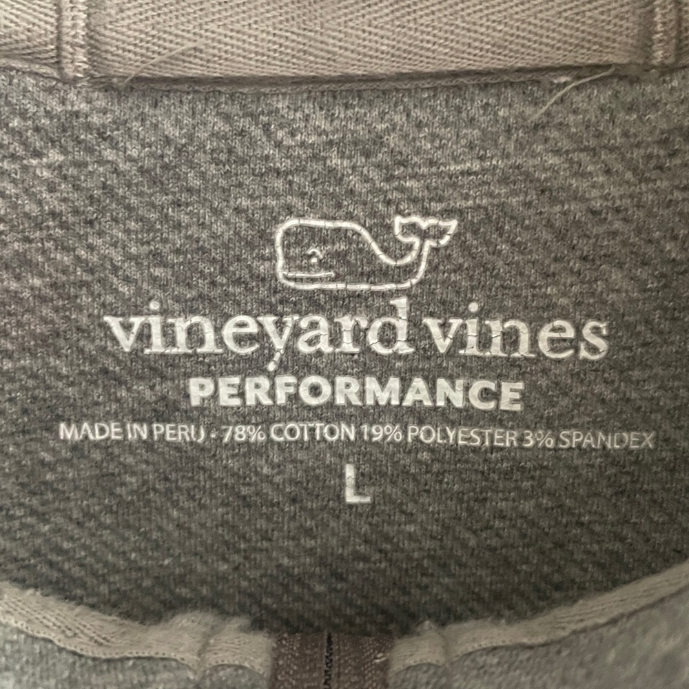 Vineyard Vines Performance Ribbed Gray Quarter Zip Pullover Sweatshirt Size L - Picture 5 of 11